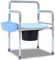Toilet Seat Side Chair, Shower Stool Portable Stainless Steel Foldable Shower Stool Commode Chair, Height Adjustable Commode Chair, Suitable For The Elderly Pregnant Women