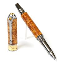 Art Deco Rollerball Pen - Black Titanium and 22kt Gold - Yellow Box Elder
