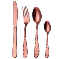 4PC/Set Stainless Steel Upscale Dinnerware Flatware Cutlery Fork Spoon Teaspoon Gift (Rose Gold)