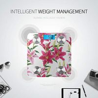Beautiful White Lily Weighing Scale Scale for Weight Electronic Bathroom Scale Tracks 8 Key Compositions Analyzer Sync with Fitness Apps 400 Lbs