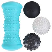 Vive Massage Ball Set (4 Piece) - Foot Pain Hot Cold Therapy Kit - Plantar Fasciitis, Heel Spur, Sore Muscles, Trigger Point - Back, Arm, Neck, Shoulder, Leg Circulation Roller - PT Spike Massager