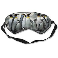 100% Silk Sleep Mask Eye Mask Penguin Print Soft Eyeshade Blindfold with Adjustable Strap for Sleeping Travel Work Naps Blocks Light