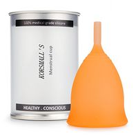 Reusable Menstrual Cup by KORSMALL，Economical Feminine Alternative Protection for Cloth Sanitary Napkins,Most Comfortable Period Cups- Soft, Flexible, Medical-Grade Silicone (Orange, Large)