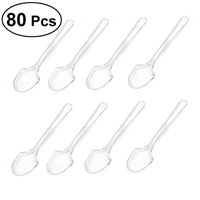 BESTOMZ 80 PCS Mini Transparent Plastic Spoons Disposable Flatware Spoons for Jelly Ice Cream Dessert Appetizer