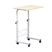 Azadx Mobile Side Table, 23.6'' x 15.7'' Height Adjustable Table, Portable Laptop Computer Stand with 4 Wheels, Flexible Wooden Stand Desk for Bed Sofa Hospital Reading Eating