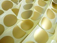 Minilabel 42mm Serrated Edge , Certificate Wafer Company Seal Labels , Stickers For Embossing , Awards & Rewards Matt Gold