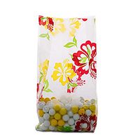 Small"Hawaiian Hibiscus" Floral 7x2x3" Cello Cellophane Treat Food Snack Bags (25 ct)