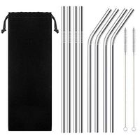 SUN RISING INC 8 Units Stainless Steel Straws Reusable Drinking Straws with Cleaning Brush 10.5 Inch Metal Straws for 30oz Tumblers Cups