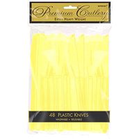 Premium Heavy Weight Plastic Knives | Light Yellow | Pack of 48 | Party Supply