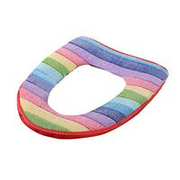 Rainbow Bathroom Toilet Seat Closestool Washable Soft Warmer Mat Cover Pad Cushion (Rainbow-Red)
