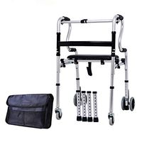 XHRHao Foldable Walker with Brake 5 Adjustable Height Levels Made of Aluminum Alloy Rollator Lightweight with Shower Chair Fuction Waterproof Portable Walk Assist for Elderly Silver