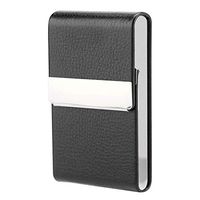MAGT Cigarette Case, Fashionable Cigar Cigarette Case Flip Clamshell Style Tobacco Lighter Holder PU Leather Storage Box Black