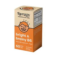 Renzo's Bright & Brainy B6, Dissolvable Vegan Vitamins for Kids, Zero Sugar, Oh-Oh-Oh Orange Flavor, 60 Melty Tabs