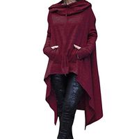 Howstar Womens Irregular Tunic Sweatshirts Dress Long Pullover Hoodie with Pocket (3XL, Red)