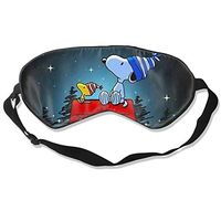 JINUNNU Mulberry Silk Sleep Mask and Blindfold Snoopy and Woodstock Christmas Comfortable and Super Smooth Eye Mask with Adjustable Strap