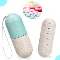 HILELIFE Pill Organizer - Waterproof Weekly Pill Organizer, Grain Fiber Medicine Organizer Portable Travel 7 Day Pill Box for Vitamin Fish Oil Supplements (Pill Organizer 0)