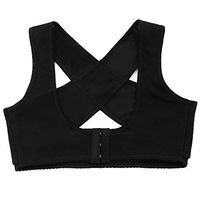 Women Adjustable Elastic Back Belt Support Chest Posture Corrector Brace Shoulder Body Shaper Corset,Black,L