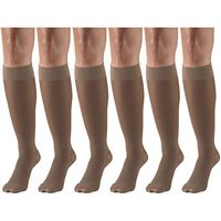 Sheer Compression Stockings, 20-30 mmHg, Women's Knee High Length, 30 Denier Taupe Medium (6 Pairs)