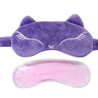 Outflower Cute Cartoon Fox Blindfold Shading Sleep Mask Travel Lunch Break Sleep Goggles With Ice Bag Purple