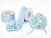 Pastel Blue Gingham 1-1/2" Capia Gift Wrapping Decorating Pull Bow String Ribbon 10Yards