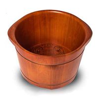Foot Tub, Wooden Pedicure Bucket, Oak Double Ear Barrel, 26CM high ，with lid，Massage Beads Under The Basin (Size : A)