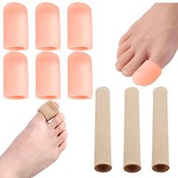 Toe Tubes Sleeves Protectors Cushions, Fabric Gel Lining Finger Toe Separator Tubing for Bunion, Hammer Toe, Callus, Corn, Blister,9 Pack