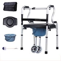 Walking Frame Compact Folding Toilet Chair with Sitting Board Drive and Wheels Light Weight Medical Walker for Elderly, Seniors, Handicap, Disabled Max 180 kg (400 lbs)