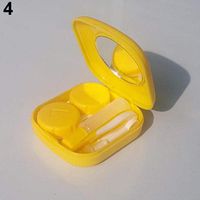 Grey990 Mini Lens Case Mirror Cute Pocket Travel Kit Easy Carry Container Holder Yellow