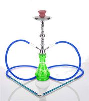 2 hose 21" Olive Green Hookah Shisha Nargila water glass vase pipes smoke sale