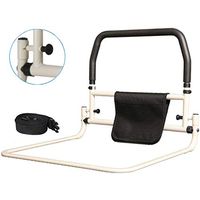 Bed Rail Safety Side Guard for for Elderly - with Travel Rail & Pouch Bedside Folding Safety Handle Railing， Metal Grip Bumper (Color : A)