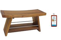 AquaTeak Patented 36" Asia Teak & Stainless Shower Bench with Shelf & AquaTeak Premium Teak Oil