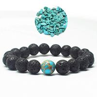 Lava Stone Diffuser Bracelet Empire Stone Bracelet Genuine Nature Lava Bead Bracelet Durable Elastic Bracelet Yoga Bracelet Relax, Balance, Energy Reiki Bracelet for Men/Women Christmas Gift