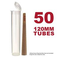 120MM Clear Doob Tubes | 50 Pack | Waterproof Airtight and Smell Proof Blunt Vial Container | Child Resistant with Squeeze Pop Tops | BPA-FREE | Ideal for Storing King Size Pre Rolled Raw Cones