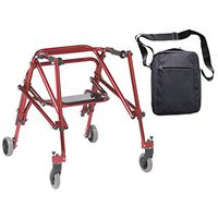 Drive Nimbo 2G Lightweight Posterior Walker with Seat, Medium, Castle Red & Free Front Zip Pocket Medical Utility Black Bag! - #KA3200S-2GCR