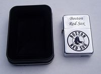 Boston Red Sox Chrome Plated Brass refillable Lighter in Black Metal case