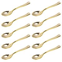 Yardwe 80pcs Disposable Plastic Mini Spoons,Gold Plastic Tasting Spoons for Desserts, Sampling, Ice-cream or Appetizers