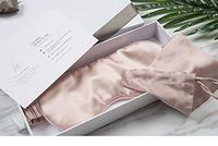 YUNS Advanced 19 Momme Mulberry Silk Sleep Mask Set (with Silk Storage Bag), Both Sides Silk, Pure Mulberry Silk Covered Elastic Band, Big Size 22X10cm, 1pc. (Lotus Pink+Bag)