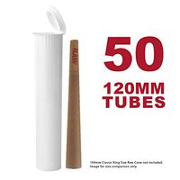 120MM White Doob Tubes | 50 Pack | Waterproof Airtight and Smell Proof Blunt Vial Container | Child Resistant with Squeeze Pop Tops | BPA-Free | Ideal for Storing King Size Pre Rolled Raw Cones