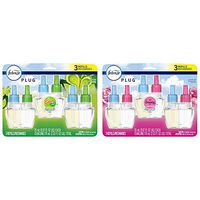 Febreze Odor-Eliminating Plug in Air Freshener Scented Oil Refill, Gain Original Scent, 3 Count & Plug in Air Freshener Scented Oil Refill, Downy April Fresh, 3 Count