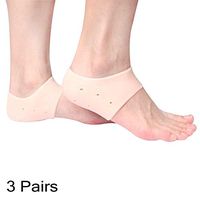 Gel Heel Protector Plantar Fasciitis Cushion Sleeve for Cracked Dry Foot Skin - Best for Protecting Your Sore Feet from The Aches & Pains of Plantar Fasciitis, Foot Pain (Skin-Color, 3 Pairs)