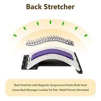 Back Stretcher Lumbar Support Lower Back Pain Relief Massage for Chronic Herniated Disc Scoliosis Spinal with Magnetic Acupressure Points Multi-Level Back Stretching Device Relieve Sciatica (White)