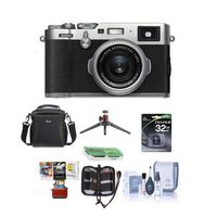 Fujifilm X100F 24.3MP Digital Camera, Fujinon 23mm f/2 Lens, Silver - Bundle with Camera Bag, 32GB SDHC Card, Cleaning Kit, Table Top Tripod, Memory Wallet, Card Reader, Mac Software Package
