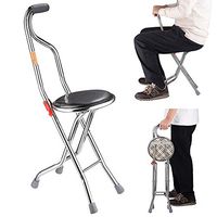 Folding Walking Stick With 9" Padded Seat Portable Medical Stainless Steel Quadripod Support Cane Chair Stool With Anti-Slide Feet For Elderly Limited Mobility Physical Rehabilitation US Delivery