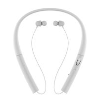 Bluetooth Headphones, ThreeMay Wireless Neckband Headset with Retractable Earbuds Sports Sweatproof Noise Cancelling Stereo Earphones with Mic-White