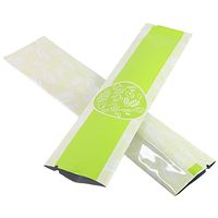 Pack of 100 Long Stick Pack Open Top Filling Food Safe Packaging Bags (1.4" x 6.3", Glossy Green w/Round Design)
