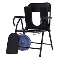 LIYFF-Bedside Commodes Commode Chair - Folding Bariatric Toilet Seat for Adults, Elderly Seniors, Disabled, Handicapped Medical Toilet Chair Stool Safety Frame Rails