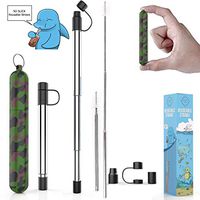Reusable Straws I Stainless Steel Straws with Silicone Tips I Collapsible Straw Keychain Case and Straw Cleaning Brush I Portable Drinking Foldable Travel Straws with Case