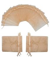 Ankirol 100pcs Sheer Organza Favor Bags 5x7'' for Wedding Bags Samples Display Drawstring Pouches (Shell Pink)