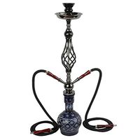 Kumiy ?27.5" 2 Hose Hookah Combo Kit Set, Shisha Pipe Glass Base Metal Material Smoking Water Pipe Bong?Arab Luxury Extreme Series/Family Gathering/Party (A)