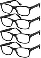 Reading Glasses Set of 4 Black Quality Readers Spring Hinge Glasses for Reading for Men and Women +2.25